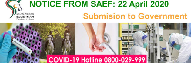 Application for specific essential equine care to be included in the Government Guidelines for COVID-19